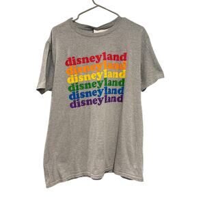 Disneyland tshirt gray multi colored size large unisex great rainbow pride retro